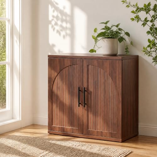 31.5" Fluted Walnut Buffet Cabinet Sideboard with Storage, view 2