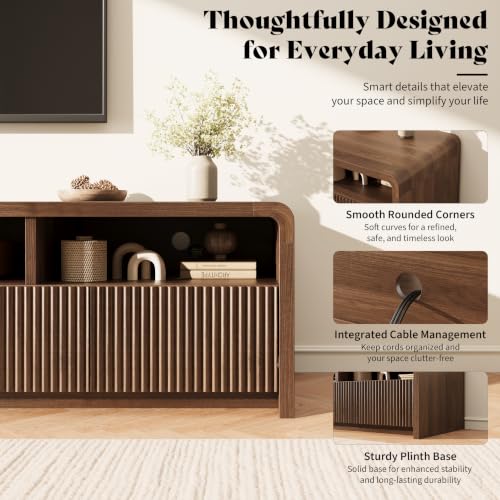 70" Fluted TV Stand with 4 Deep Drawers, view 8