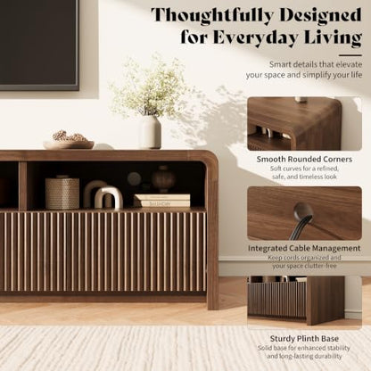 70" Fluted TV Stand with 4 Deep Drawers, view 8