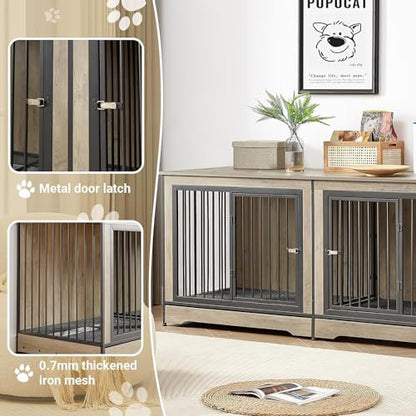 75'' Double Dog Crate Furniture for 2 Large Dogs, view 3