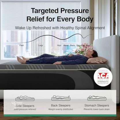 14 Inch Queen Mattress, Queen Memory Foam Mattress with AiryFlow Cooling System for Cool Night, Pressure Relief, Ergonomic Support for Spinal Alignment, CertiPUR-US Certified, Medium Firm