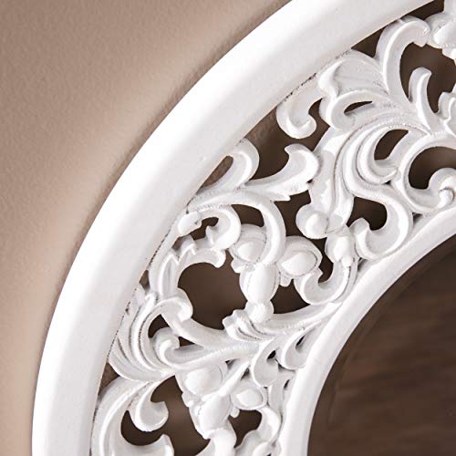 Kinior Decorative Wall Mirror - Transitional Design, White Finish - Fully Assembled - Ideal for Bathroom, Entryway (WS1092317)