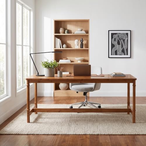 70.87" Extra Long Wood Desk, Farmhouse Style Solid Wood Desk, view 5