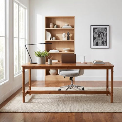 70.87" Extra Long Wood Desk, Farmhouse Style Solid Wood Desk, view 5