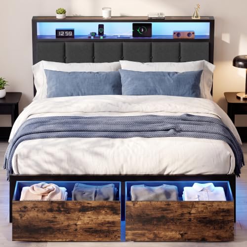 Full Bed Frame with Storage Drawers, view 2