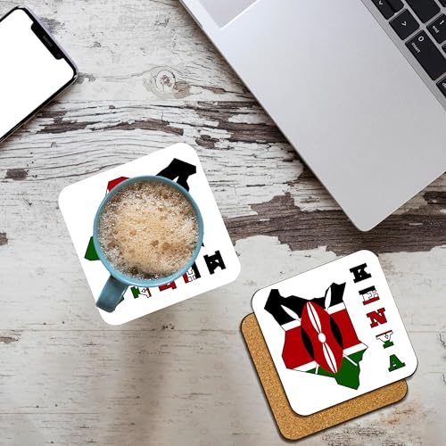 Set of 4 Kenya flag cork coasters, view 3