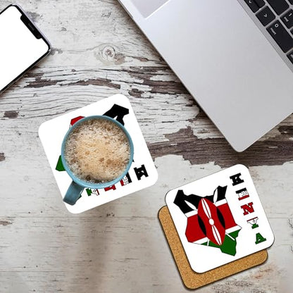 Set of 4 Kenya flag cork coasters, view 3