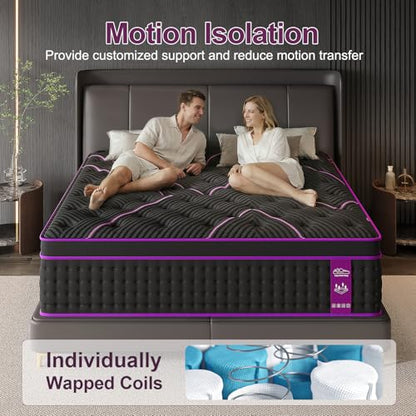 Queen Mattress 12 Inch Hybrid, Cooling-Gel Foam & Pocket Springs, view 3