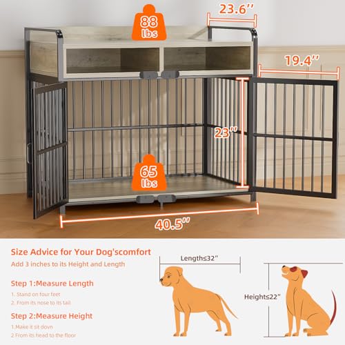 Large Dog Crate Furniture with Drawers Storage, view 3