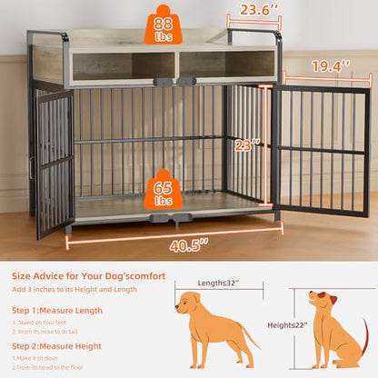 Large Dog Crate Furniture with Drawers Storage, view 3