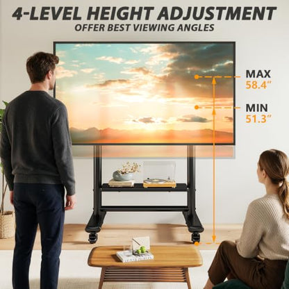 Heavy Duty Rolling TV Stand for 50-98 Inch TVs Holds up to 200 Lbs, view 6