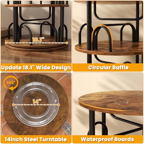 6 Tier Rotating Bookshelf Tower, Revolving Bookcase, Rustic Brown, view 5
