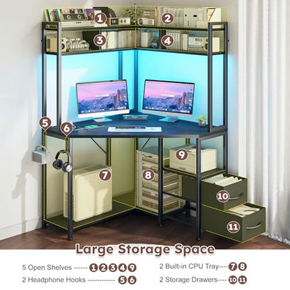 63"Triangular Corner Desk with Hutch,Ample Storage for Small Room, view 5