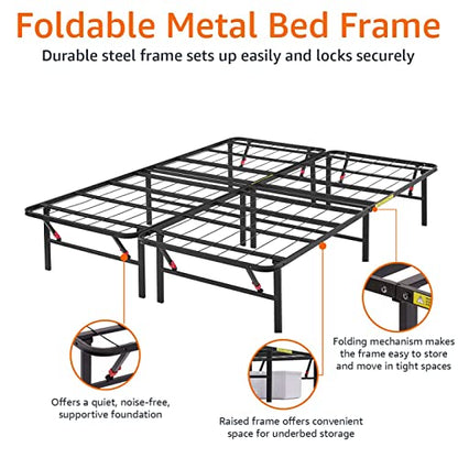 Bed Frame with Storage, Foldable Metal Platform, Sturdy Steel, view 6