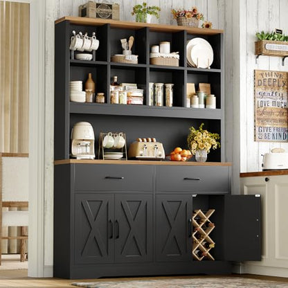 Storage Cabinet with Doors and Drawers, Pantry Cabinets, 5 Tier Floor Standing Bookshelves, Bookshelf and Bookcase, 8 Open Storage Shelves and Printer Stand for Study, Living Room, Office