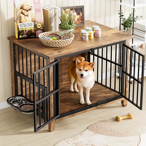 Dog Crate Furniture, 31.5" L*22.5" W*25.6" H, Brown, view 4