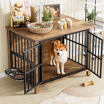 Dog Crate Furniture, 31.5" L*22.5" W*25.6" H, Brown, view 4
