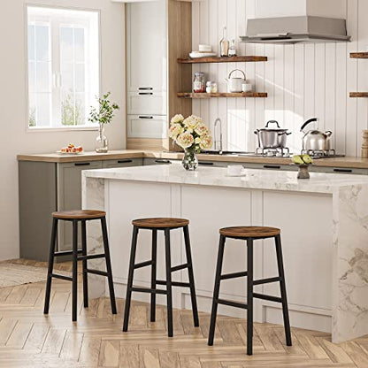 Bar Stools, Set of 2 Round Bar Chairs with Footrest, view 6