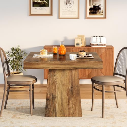31.5" Small Dining Table for 4, Farmhouse Kitchen Table with Walnut Finish, Square Compact Dinner Table for Home Dining Room, Apartments, Office, Living Room & Restaurants, Walnut