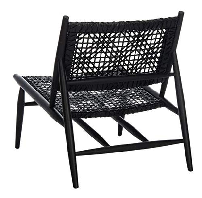 Safavieh Home Bandelier Black and Black Leather Weave Accent Chair