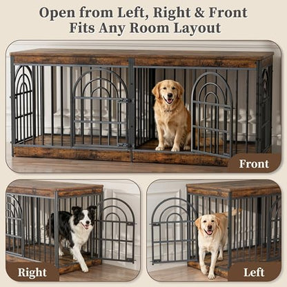 72" Wooden Double Dog Crate Furniture for 1-2 Dogs, view 5