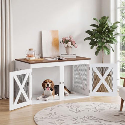 41.3" Dog Crate Furniture with Removable Divider, 3 Doors, view 4