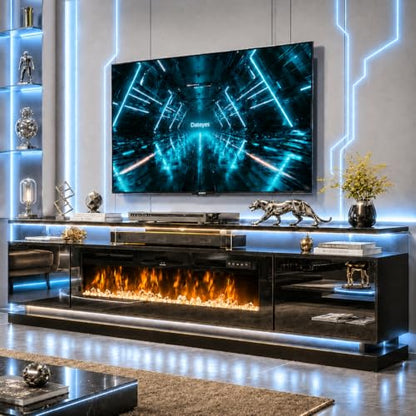 80 Inch Fireplace TV Stand for TVs up to 90", view 2