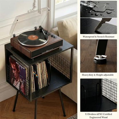 Record Player Stand with Storage Holds 100+ Vinyl Records, view 5