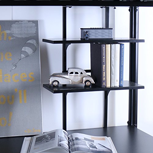 Orion Urban Industrial Metal Double Over Computer Desk Bunk Bed, Full Double, Black
