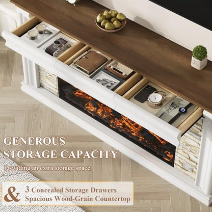 70" Fireplace TV Stand Up to 80" TVs, 42" Modern Electric Fireplace with Mantel, view 7