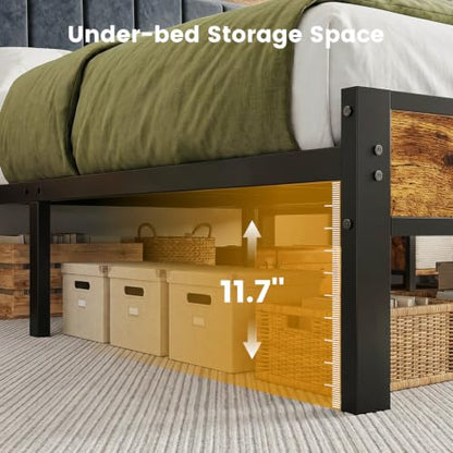 Queen Bed Frame Storage Headboard with Lights, view 5
