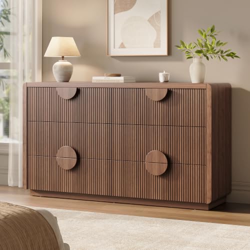 55" Wide 6-Drawer Dresser for Bedroom, Fluted Dresser with Storage, view 2