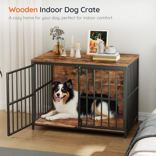 38.6" Dog Crate Furniture, Wooden Dog Kennel Indoor, view 5