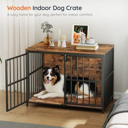 38.6" Dog Crate Furniture, Wooden Dog Kennel Indoor, view 5