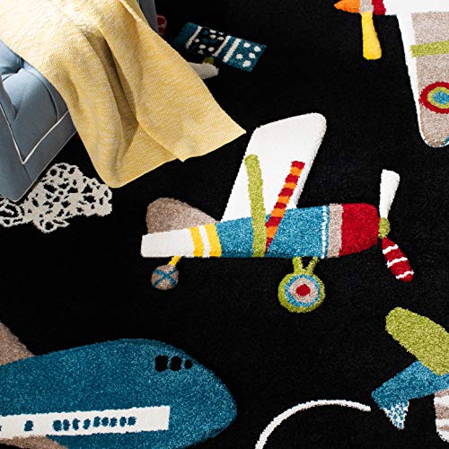 SAFAVIEH Carousel Kids Collection Accent Rug - 2' x 3', Black & Ivory, Non-Shedding & Easy Care, Ideal for High Traffic Areas for Boys & Girls in Playroom, Nursery, Bedroom (CRK167Z)