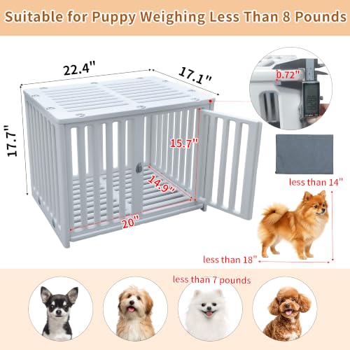 Dog Crate Furniture with Mat Small Plastic Dog Kennel Indoor for Puppy Cage End, view 5