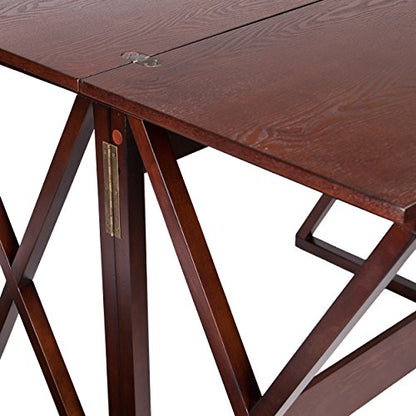 Derby Expandable Counter-Height Table 48 inches Long with Counter Dining, Living Room With Open Concept Living Space Transitional Style, Brown
