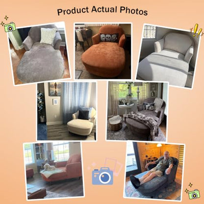 59.8” Chaise Lounge Chair Indoor, Oversized Reading Armchair, Orange, view 4