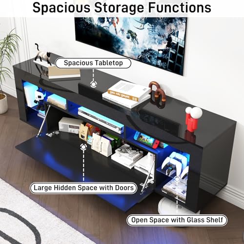 63" Floating High Gloss LED TV Stand for 75" TVs, view 5