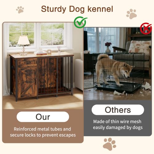 Spacesea 30" Dog Crate Furniture with Storage Drawers and Cabinet, view 7