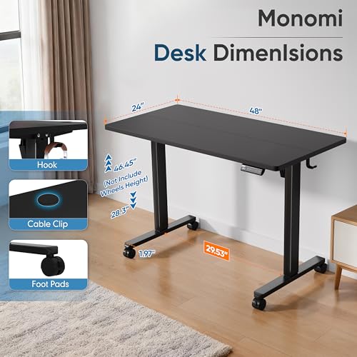 48" x24“ Electric Height Adjustable Standing Desk,Black, view 4