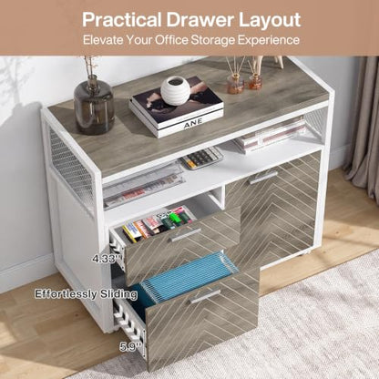 63" Executive Desk with Drawer Cabinet, L-Shaped Desk, Dark Oak, view 8