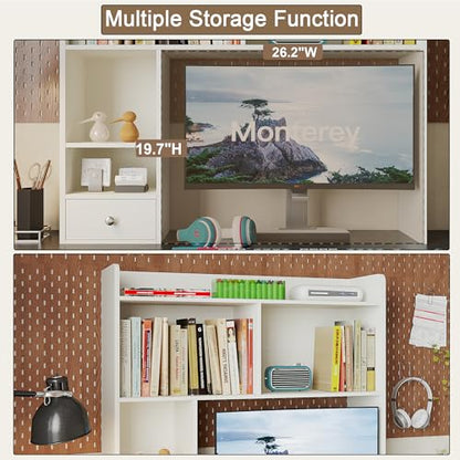 Desktop Bookshelf, 36.4" DormDesk Hutch with 5 Shelves, view 4
