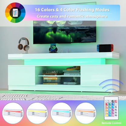 63" High Gloss TV Stand, Entertainment Center, Media Console, view 5