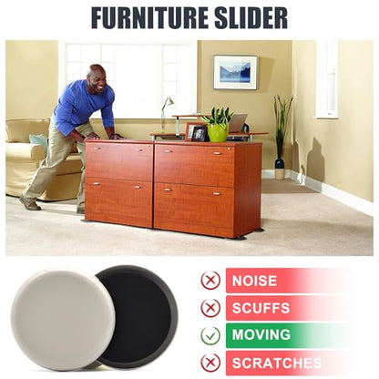 Furniture Sliders, 12 Pcs 3 1/2'' Furniture Sliders Pads for Hardwood Floors, Chair Legs Floors Protectors, Reusable Round Glides Glider, Heavy Duty Furniture Movers Sliders (12, 3.5inch，Milk White)