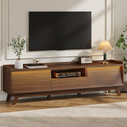 70" Mid-Century TV Stand for Living Room,Wood TV Console, view 2