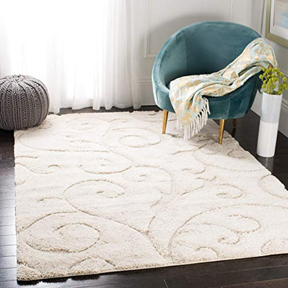 SAFAVIEH Florida Shag Collection Accent Rug, 3'3" x 5'3", Cream & Cream, view 2