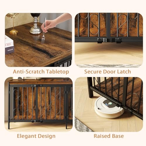 71" Double Dog Crate with Elevated Legs, Brown, view 7