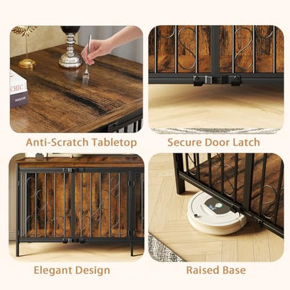 71" Double Dog Crate with Elevated Legs, Brown, view 7