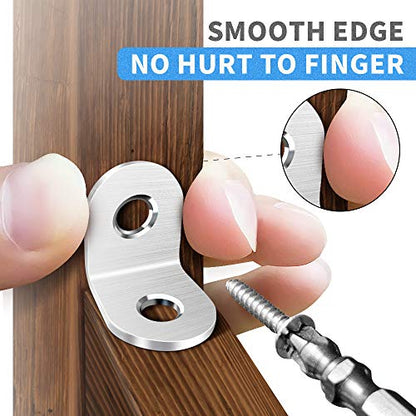 40PCS L Bracket Corner Brace, Stainless Steel L Brackets for Shelves, Metal Corner Bracket, Small Right Angle Brackets for Wood Furniture Chair Drawer Cabinet with 80PCS Screws (0.79 x 0.79 inch)